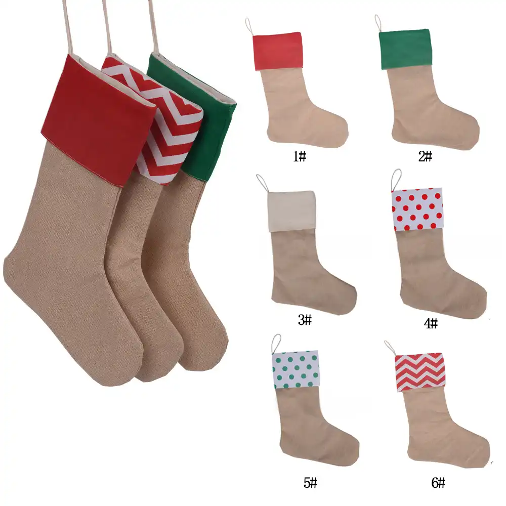 50pcs christmas stocking gift bags jute burlap gift bags holders