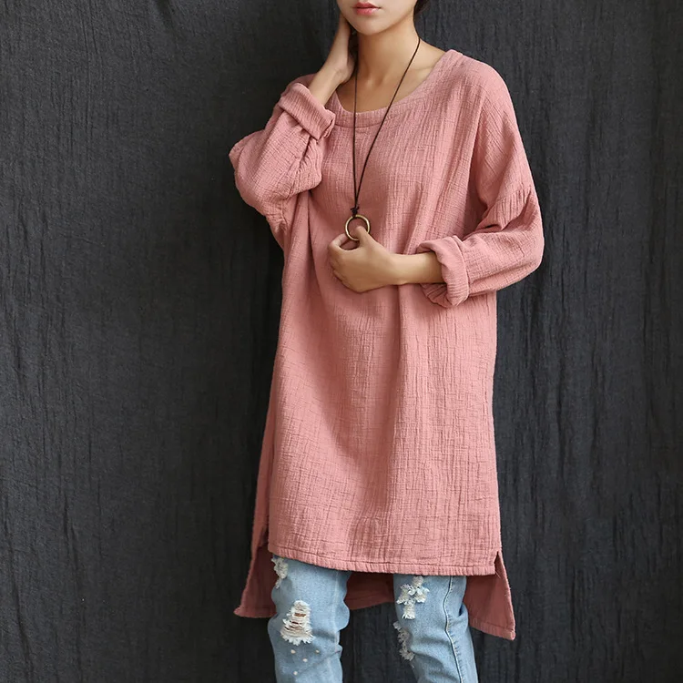 Women Autumn Spring Solid color Loose Long sleeve Irregular Dresses Female Cotton Linen Bottoming Dresses O-neck Above Knee
Women Autumn Spring Solid color Loose Long sleeve Irregular Dresses Female Cotton Linen Bottoming Dresses O-neck Above Knee