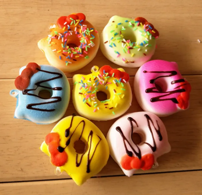 

5pcs/set KT Doughnut Squishy Antistress Slow Rising Squish Anti Stress Cute Toy Soft Squishe Key Pendant Kids Toys For Children