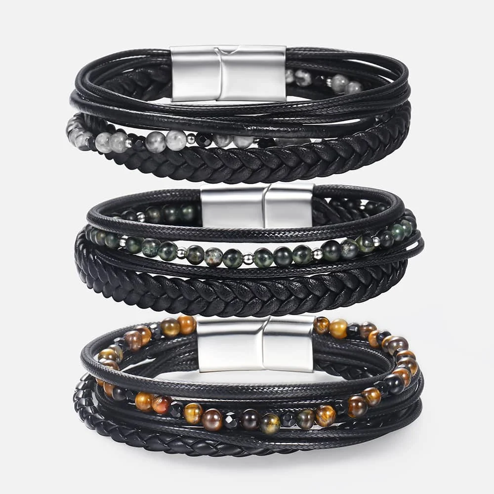 Davieslee Handmade Mens Leather Bracelets Stainless Steel Beads Natural Tiger Eye Stone Bracelets for Men LDLBM30
Davieslee Handmade Mens Leather Bracelets Stainless Steel Beads Natural Tiger Eye Stone Bracelets for Men LDLBM30