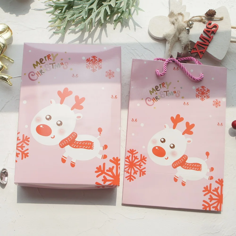 23.5*16.5*5cm 5pcs Pink Merry Christmas Elk Paper Box As Macaron Chocolate Cookie Christmas Party Gifts Packaging
23.5*16.5*5cm 5pcs Pink Merry Christmas Elk Paper Box As Macaron Chocolate Cookie Christmas Party Gifts Packaging