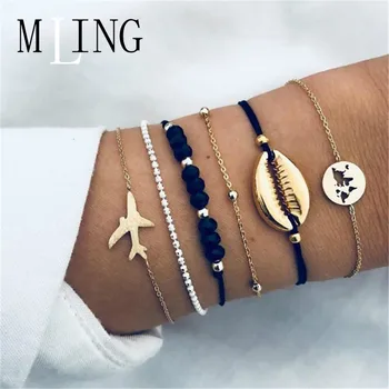 MLING 6 Pcs/Set Vintage Shell Plane World Map For Women Gold Color Bracelets & Bangles Boho Fashion Jewelry
MLING 6 Pcs/Set Vintage Shell Plane World Map For Women Gold Color Bracelets & Bangles Boho Fashion Jewelry