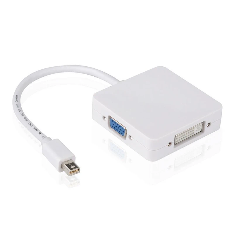 Mayitr 1pc 3 in 1 Mini DP Display Port Thunderbolt to DVI VGA HDMI Adapter Converter 1080p for MacBook Pro Imac