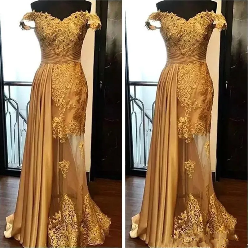 2019 Off The Shoulder Long Evening Dresses Arabic Golden Tulle Applique Ruched Beaded Floor Length Pageant Formal Party Gowns
2019 Off The Shoulder Long Evening Dresses Arabic Golden Tulle Applique Ruched Beaded Floor Length Pageant Formal Party Gowns
