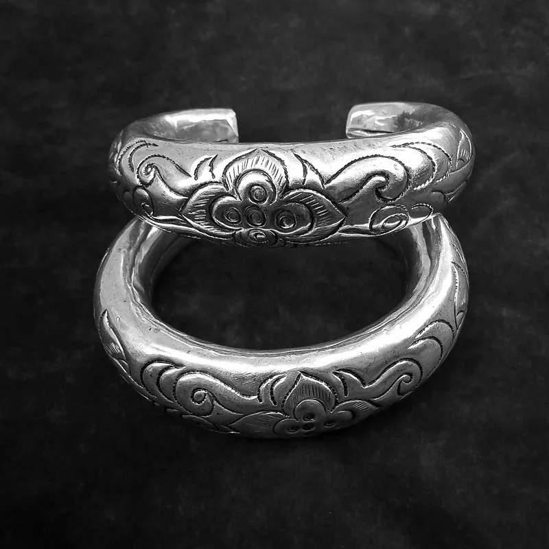 

hot sell new - free shipping 100% Handmade miao silver bracelets traditional old craft hollow Bracelets