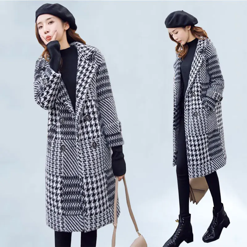High Quality Woolen Coat Women 2019 Autumn Winter Jacket Outerwear Plaid Warm Medium Long Imitation Mink Coats Female Basic Coat
High Quality Woolen Coat Women 2019 Autumn Winter Jacket Outerwear Plaid Warm Medium Long Imitation Mink Coats Female Basic Coat