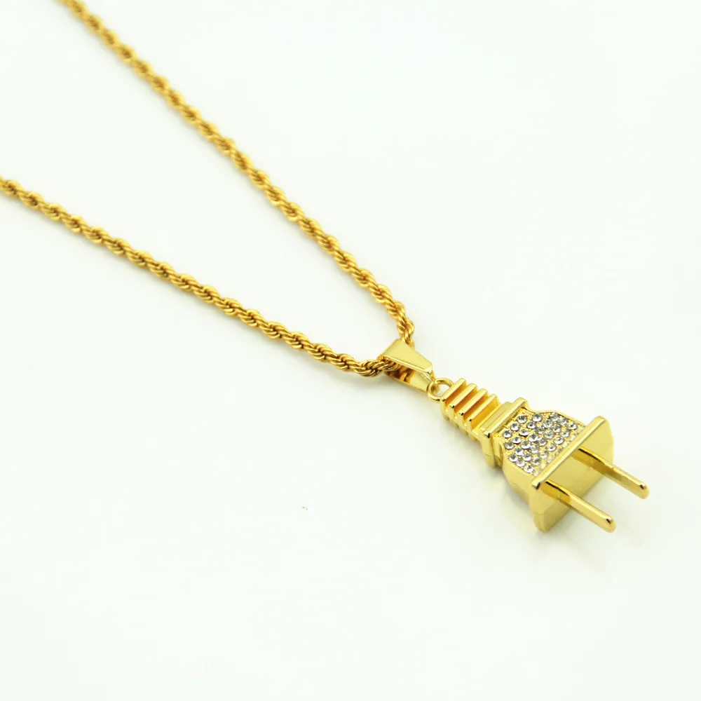Mens Iced Out Bling Plug Pendant Necklace Micro Pave Full Rhinestone Hip Hop Jewelry
Mens Iced Out Bling Plug Pendant Necklace Micro Pave Full Rhinestone Hip Hop Jewelry