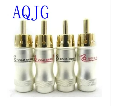 

10pcs/lot DIY gold snake RCA Plug HIFI Goldplated Audio Cable RCA Male Audio Video Connector Gold Adapter For Cable
