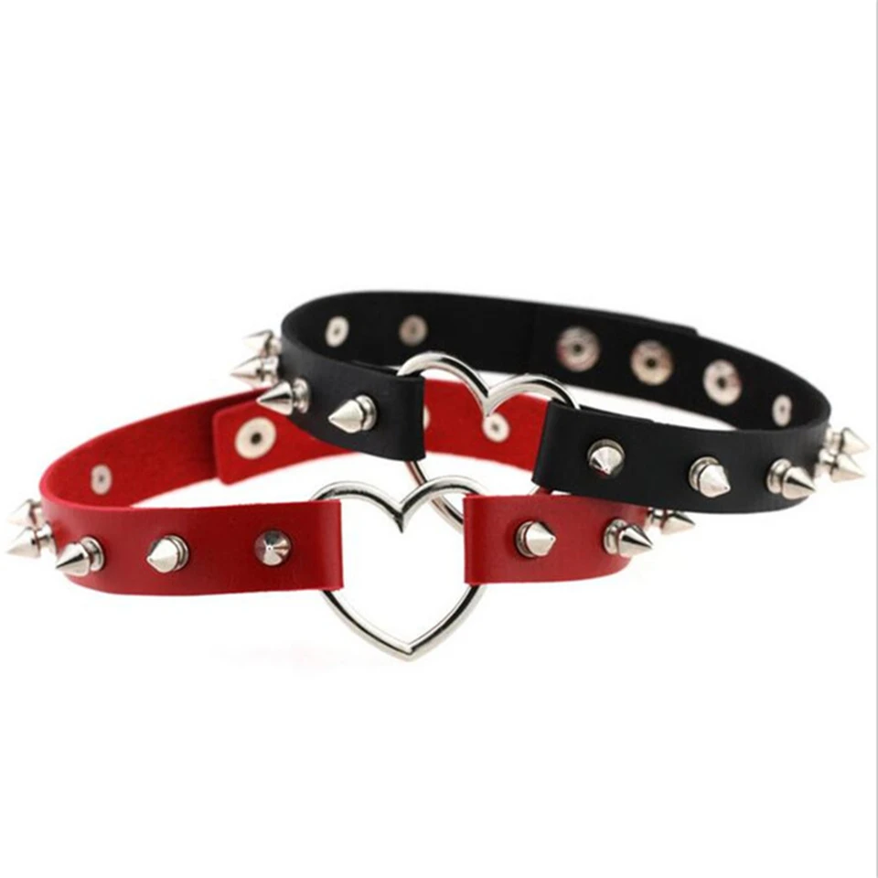 Leather women's choker Necklace Punk Gothic Heart Gothic Leather Choker Chain Spike Rivet Buckle Collar Necklace 2017 Hot sell
Leather women's choker Necklace Punk Gothic Heart Gothic Leather Choker Chain Spike Rivet Buckle Collar Necklace 2017 Hot sell