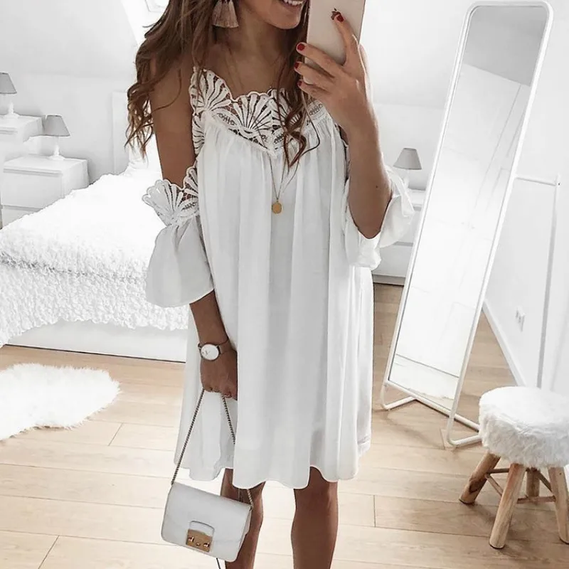 Lace Chiffon Dress Women Summer Dress Off Shoulder Patchwork White Pink Casual Dress
Lace Chiffon Dress Women Summer Dress Off Shoulder Patchwork White Pink Casual Dress