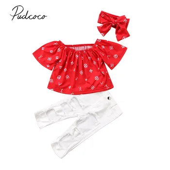 2019 Brand New Toddler Infant Child Kid Baby Girl Off Shoulder T shirt Tops Stretch Ripped Pants Headband 3pcs Outfits Set 9M-5T
2019 Brand New Toddler Infant Child Kid Baby Girl Off Shoulder T shirt Tops Stretch Ripped Pants Headband 3pcs Outfits Set 9M-5T