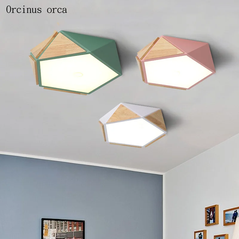 Nordic modern simple candy color ceiling lamp living room bedroom creative personality solid wood LED geometric ceiling lamp 
Nordic modern simple candy color ceiling lamp living room bedroom creative personality solid wood LED geometric ceiling lamp