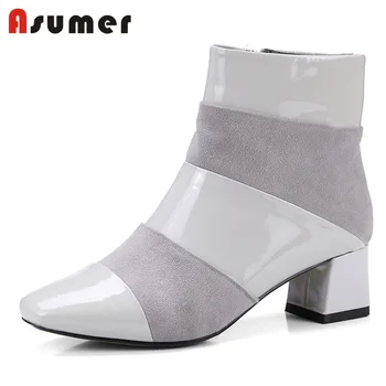ASUMER SIZE 34-43 2020 HOT cow leather+suede leather boots patchwork ankle boots square toe square med heels boots dress shoes
ASUMER SIZE 34-43 2020 HOT cow leather+suede leather boots patchwork ankle boots square toe square med heels boots dress shoes