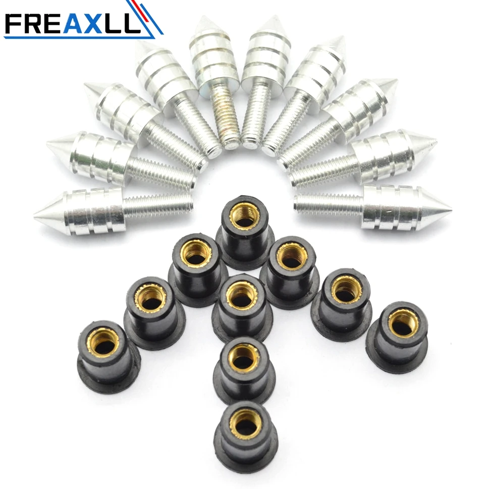 FREAXLL 5 SIZE 10Pcs Motorcycle Accessories 6mm Universal Swingarm Sliders Windshield Spike Bolts Screw Nuts for most | Автомобили и