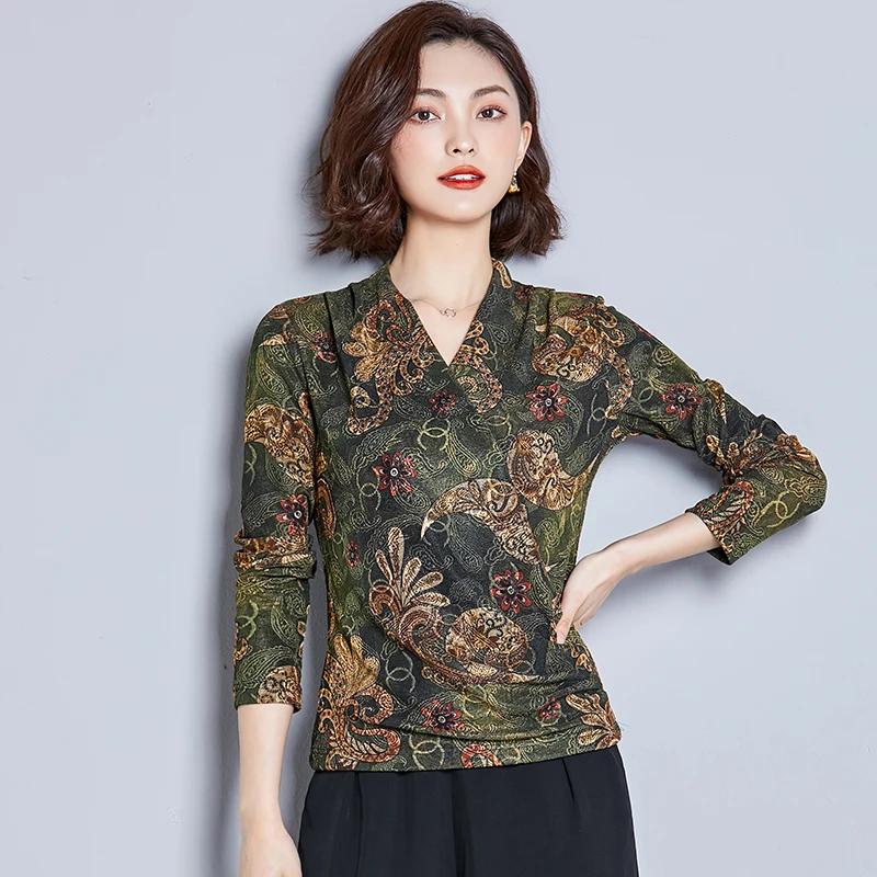 Green,Red Flower Print Tops New Spring Women Long Sleeve V-neck Floral Printed Mesh T-shirts
Green,Red Flower Print Tops New Spring Women Long Sleeve V-neck Floral Printed Mesh T-shirts