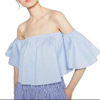 Women Ruffles Short Sleeves Shirt New Sexy Off Shoulder Plain Color Loose Tops Wear Fashionable Backless Tops Summer Hot Selling
Women Ruffles Short Sleeves Shirt New Sexy Off Shoulder Plain Color Loose Tops Wear Fashionable Backless Tops Summer Hot Selling