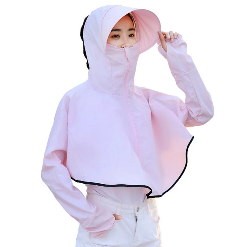 Summer Women Sunscreen Clothing Long Sleeve Shirt Hat Face Neck Protection Cover-ups Beach Outdoor riding Wear with Cap
Summer Women Sunscreen Clothing Long Sleeve Shirt Hat Face Neck Protection Cover-ups Beach Outdoor riding Wear with Cap