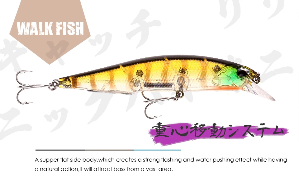 WALK FISH Professional Minnow Hard Fishing Lures Bait 5color 11cm 14g Minnow depth0.8-1.5m Swim Bait 4