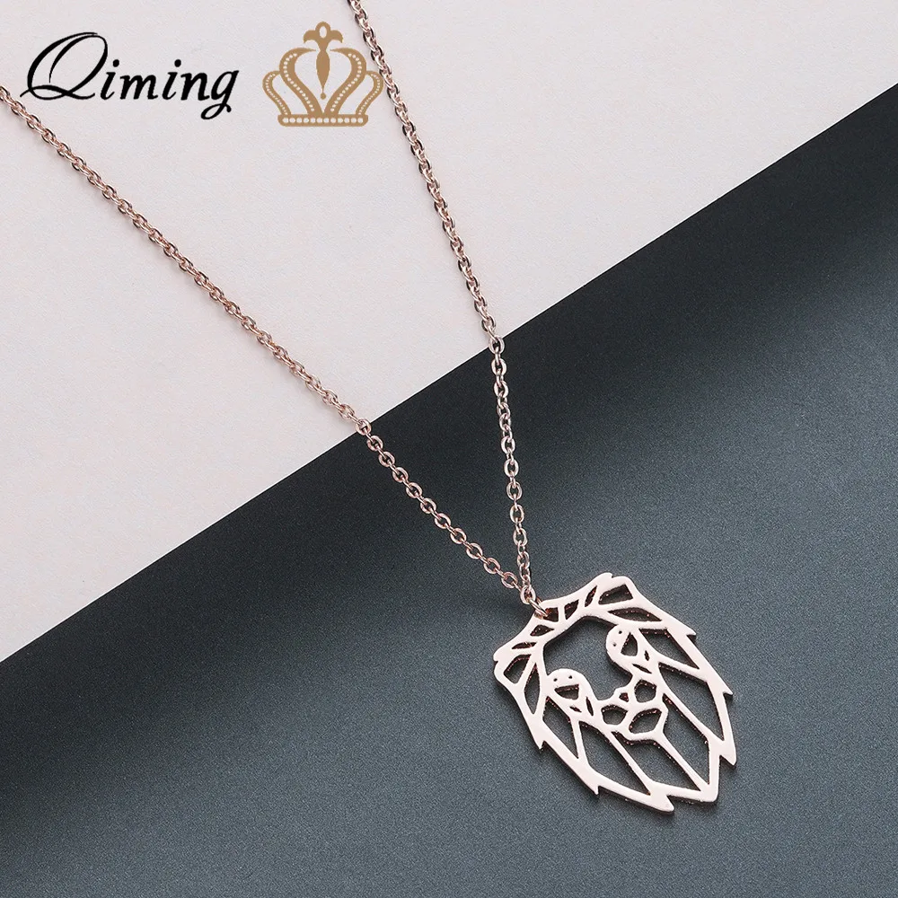 QIMING Origami Lion Animal Necklace Stainless Steel Women Men Jewelry Accessories Zodiac Pendant Punk Necklaces Female
QIMING Origami Lion Animal Necklace Stainless Steel Women Men Jewelry Accessories Zodiac Pendant Punk Necklaces Female