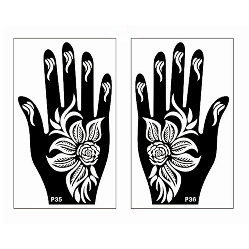 2pcs Large Mehndi Indian Henna Tattoo Templates Hand Finger Painting Stencil Waterproof Body Painting Tattoo Templates 12*20cm
2pcs Large Mehndi Indian Henna Tattoo Templates Hand Finger Painting Stencil Waterproof Body Painting Tattoo Templates 12*20cm