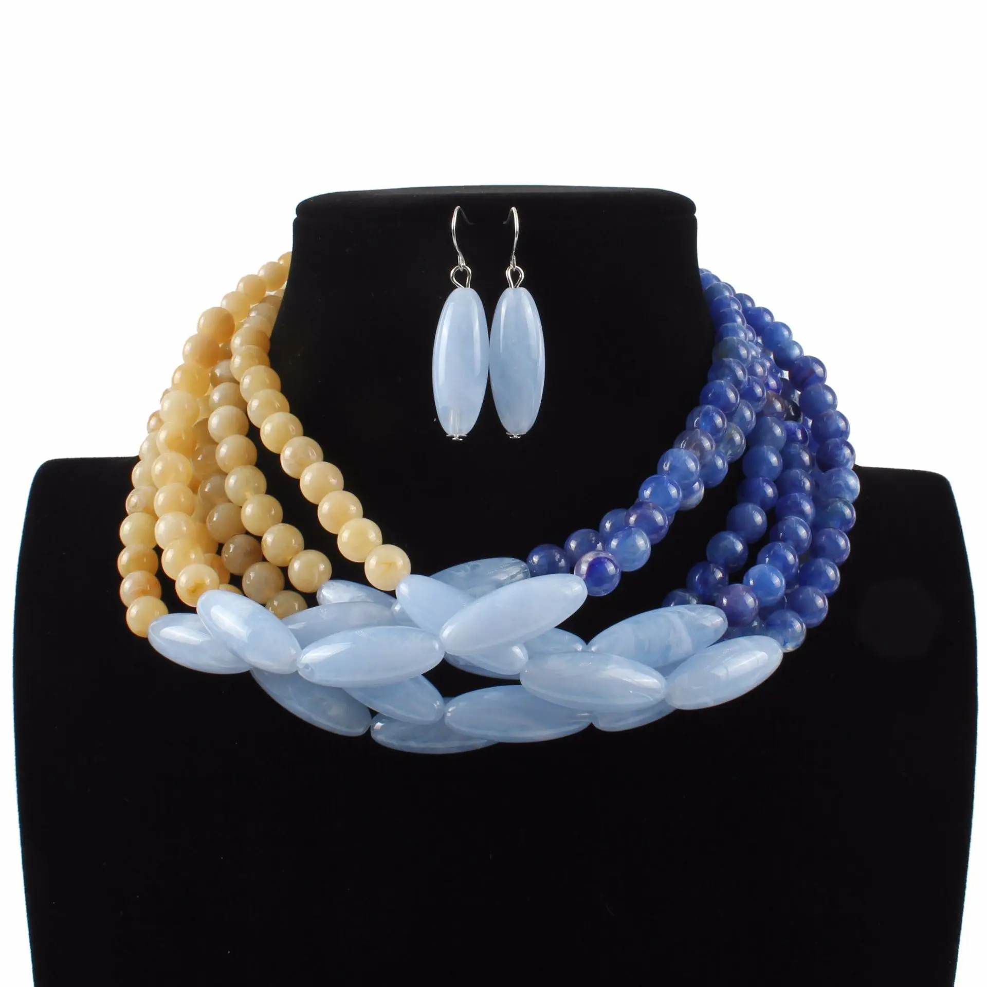 Fashion African new Style accessories layered beads necklace and earrings two-color exaggerated dress jewelry suit for woman
Fashion African new Style accessories layered beads necklace and earrings two-color exaggerated dress jewelry suit for woman