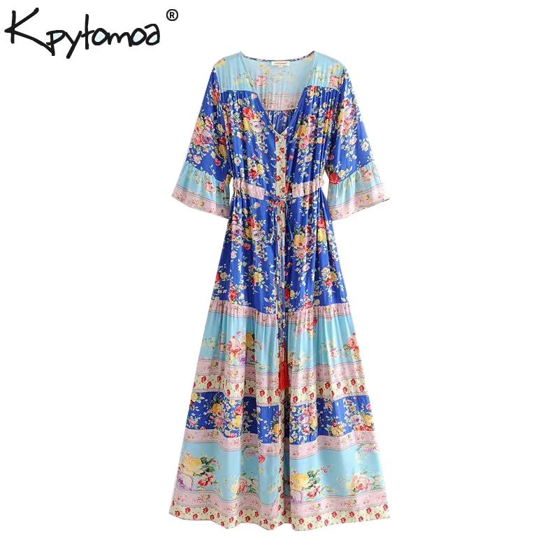 Boho Chic Summer Vintage Floral Print Pleated Maxi Dress Women 2019 Fashion V Neck Lace Up Tassel Beach Dresses Vestidos Mujer
Boho Chic Summer Vintage Floral Print Pleated Maxi Dress Women 2019 Fashion V Neck Lace Up Tassel Beach Dresses Vestidos Mujer