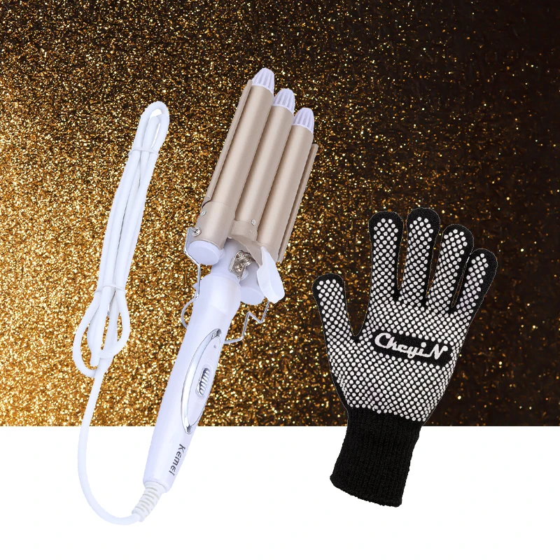 Professional Three Barrels Tourmaline Ceramic Hair Curler Large Wave Perm Curling Iron Hair Styling Tools +Heat Resistant Glove
Professional Three Barrels Tourmaline Ceramic Hair Curler Large Wave Perm Curling Iron Hair Styling Tools +Heat Resistant Glove