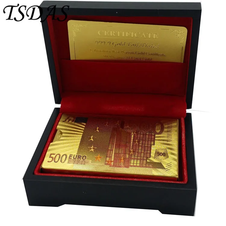 Top Quality 500 Euro 87*57mm Custom Colored Luxury Playing Cards Wholesale Color Game Poker Cards Pack with Black Wooden Box
Top Quality 500 Euro 87*57mm Custom Colored Luxury Playing Cards Wholesale Color Game Poker Cards Pack with Black Wooden Box
