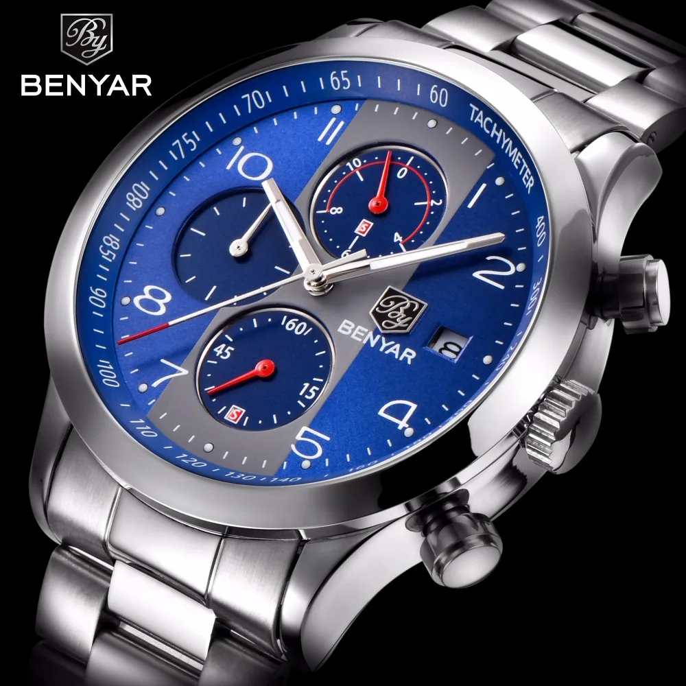 BENYAR Business Quartz Mens Watches Chronograph Wristwatch for Men Top Brand Luxury Full Steel Waterproof Clock horloges mannen
BENYAR Business Quartz Mens Watches Chronograph Wristwatch for Men Top Brand Luxury Full Steel Waterproof Clock horloges mannen