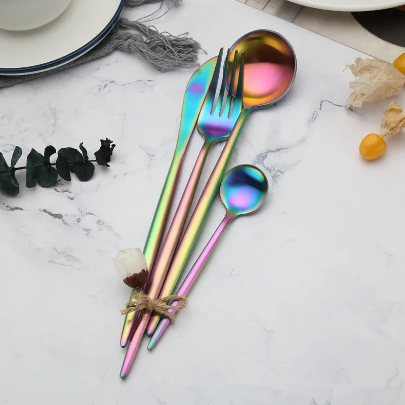 Colorful Blue 304 Steel Stainless Tableware Set Knife Fork Rainbow Dinner Set Chic Elegant Western Food Cutleries 4pcs Cutlery
Colorful Blue 304 Steel Stainless Tableware Set Knife Fork Rainbow Dinner Set Chic Elegant Western Food Cutleries 4pcs Cutlery