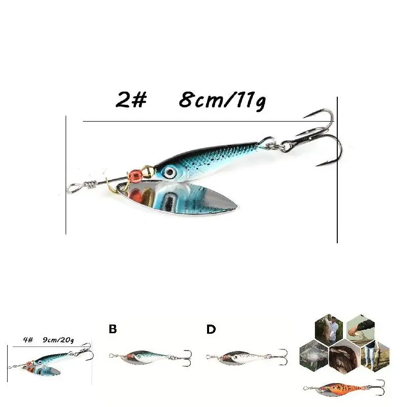 4pcs Spinner Bait Fishing Lure Bionic Artificial Bait Metal Spoon Artificial Baits ZJ55
4pcs Spinner Bait Fishing Lure Bionic Artificial Bait Metal Spoon Artificial Baits ZJ55