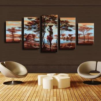 Handpainted 5 Piece Oil Painting On Canvas Wall Art African Landscape Woman Picture For Living Room Gift
Handpainted 5 Piece Oil Painting On Canvas Wall Art African Landscape Woman Picture For Living Room Gift