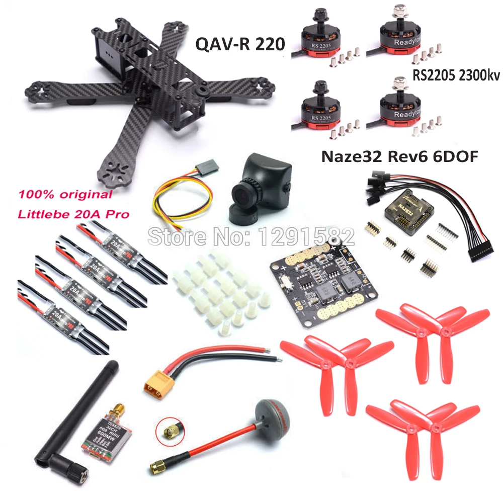 QAV-R 220 220mm quadcopter frame Naze32 Rev6 controller RS2205 2300kv motor 12A simonk / BLHeli Littlebee 20A pro TS5828
QAV-R 220 220mm quadcopter frame Naze32 Rev6 controller RS2205 2300kv motor 12A simonk / BLHeli Littlebee 20A pro TS5828