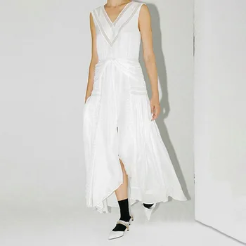 SP Designer Brand Dress for Women Sexy V Neck Hollow Out Crocheted Sleeveless Asymmetrical Long Dress White
SP Designer Brand Dress for Women Sexy V Neck Hollow Out Crocheted Sleeveless Asymmetrical Long Dress White
