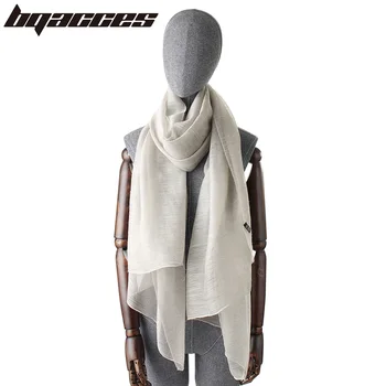 

[BQACCES] Fashion Solid Color Plain Natural Silk Wool Scarf for Women Long Thin Scarves New Hijab Shawl Foulard Femme Bufanda