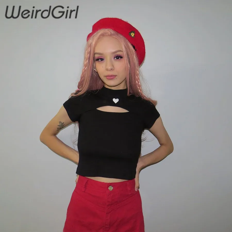 Weirdgirl women fashion t-shirt hollow out short sleeve turtleneck slim solid black crop tops elastic casual femme top summer
Weirdgirl women fashion t-shirt hollow out short sleeve turtleneck slim solid black crop tops elastic casual femme top summer