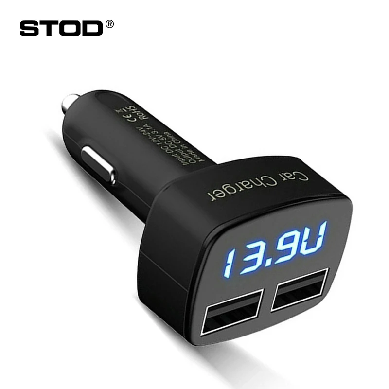Автомобильное зарядное устройство STOD с двумя usb портами 3 1 А светодиодный дисплей температурой напряжения