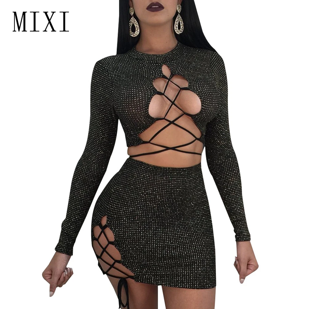 MIXI Lace Up Mini Dress Sexy Hollow Out Long Sleeve Night Club Bandage Dress Women Autumn Two Piece Set Bodycon Dresses Vestidos
MIXI Lace Up Mini Dress Sexy Hollow Out Long Sleeve Night Club Bandage Dress Women Autumn Two Piece Set Bodycon Dresses Vestidos