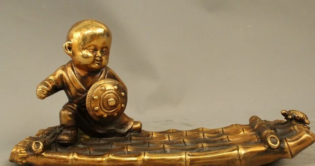 shitou 002941 10" Old Tibetan Buddhism Bronze Gild Boy monk Bonze Rowing Buddha Statue
shitou 002941 10" Old Tibetan Buddhism Bronze Gild Boy monk Bonze Rowing Buddha Statue