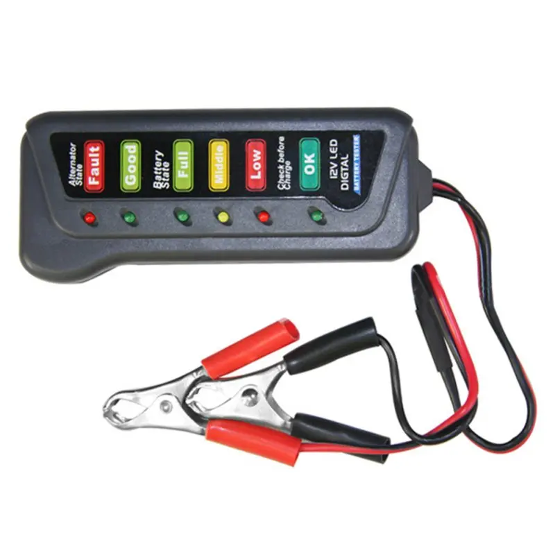 12.4*5.1CM 12V Digital Battery / Alternator Tester with 6 LED Lights Display Car Vehicle Battery Diagnostic Tool
12.4*5.1CM 12V Digital Battery / Alternator Tester with 6 LED Lights Display Car Vehicle Battery Diagnostic Tool