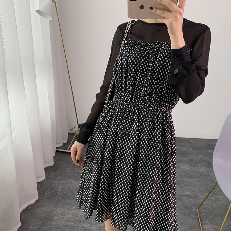 Women Vintage Summer Spring Dots Print Dresses Long Sleeve Polka Dots Casual Holiday Knee Length Vestido Work Wear Black Dress
Women Vintage Summer Spring Dots Print Dresses Long Sleeve Polka Dots Casual Holiday Knee Length Vestido Work Wear Black Dress
