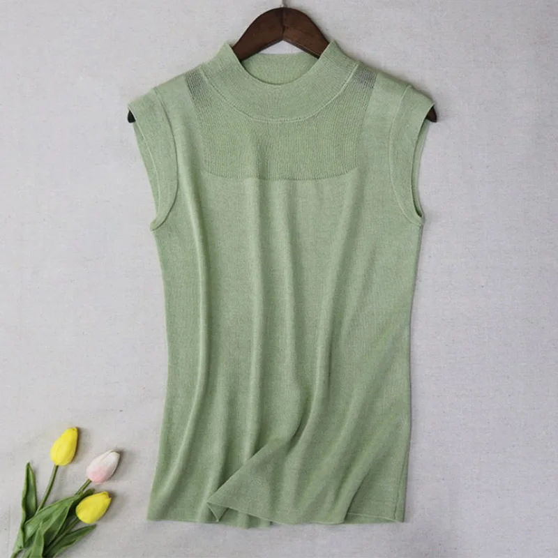 Ice Silk Knitted Women's Slim Shirt Top Solid White Sleeveless O-neck Elegant Feminine Blouses 2019 Summer Fashion Women Tops
Ice Silk Knitted Women's Slim Shirt Top Solid White Sleeveless O-neck Elegant Feminine Blouses 2019 Summer Fashion Women Tops