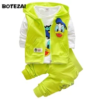 2017 Boys Clothes Suits Cartoon Donald Duck Baby Kids Boys Outerwear Hoodie Jacket Baby Sport Boys Clothing Sets Suits image