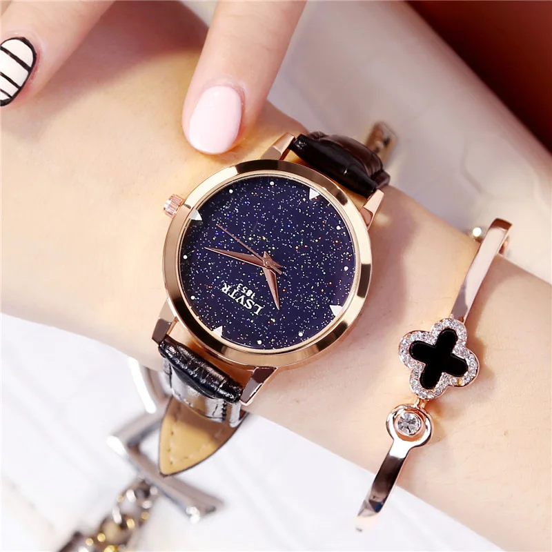 Women Crystal Dress Quartz Wrist Watches Luxury Starry Sky Watch Fashion Black Leather Female Clock relogio feminino reloj mujer
Women Crystal Dress Quartz Wrist Watches Luxury Starry Sky Watch Fashion Black Leather Female Clock relogio feminino reloj mujer