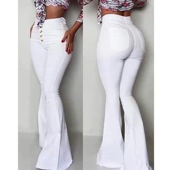 2019 Fashion Buttoned Bell-Bottom High Waist Pants Women Solid slim fit white flare pants Summer Elegant workwear patalon femme
2019 Fashion Buttoned Bell-Bottom High Waist Pants Women Solid slim fit white flare pants Summer Elegant workwear patalon femme