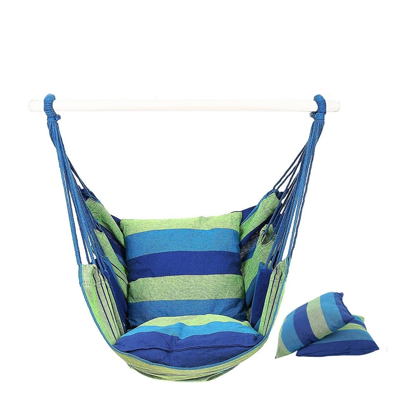 Hammock Chair Hanging Chair Swing Chair Seat With 2 Pillows For Indoor,Outdoor,Garden