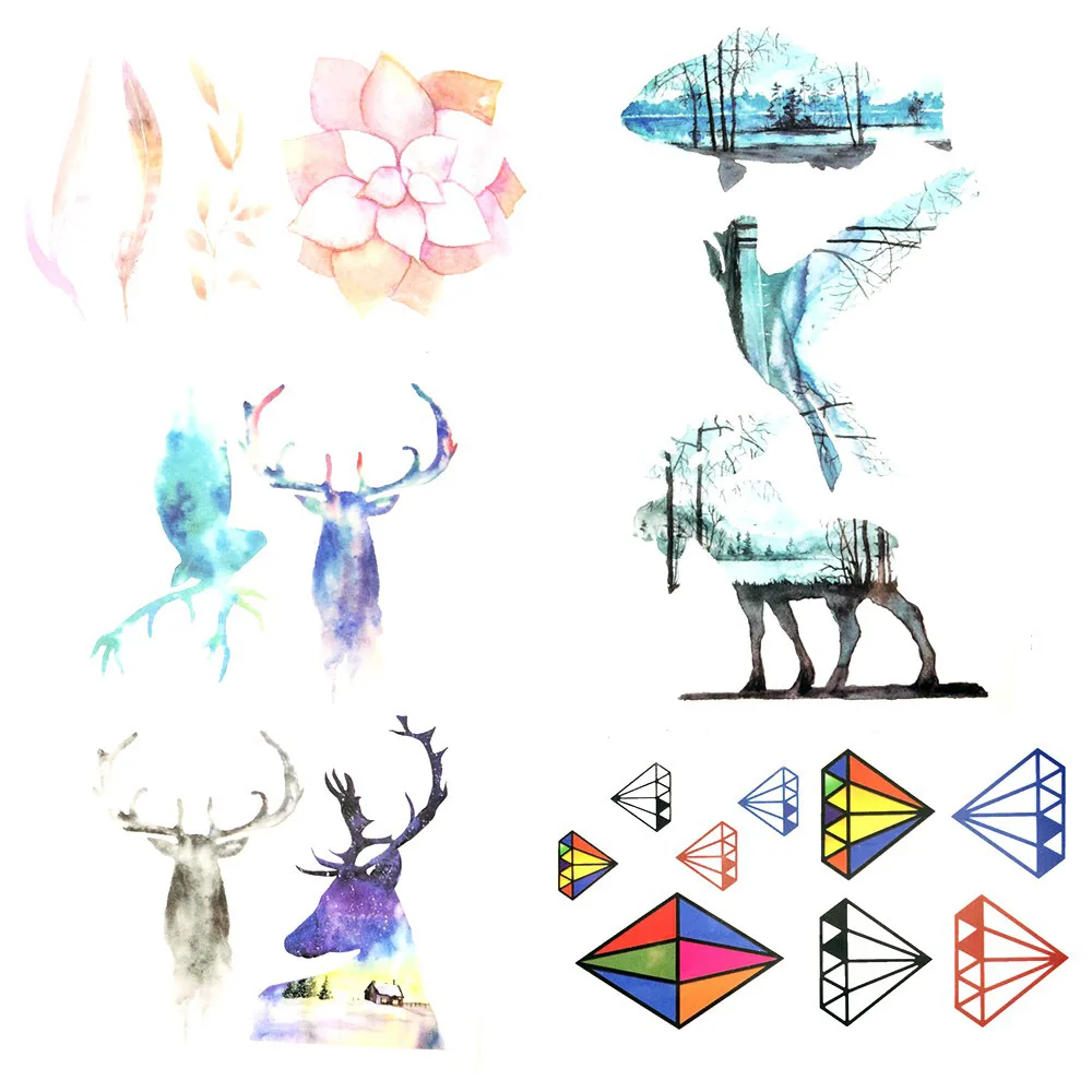Watercolor Deer Fish Birds Temporary Tattoo Makeup Galaxy Sky Elk Deer Women Tattoo Stickers Men Body Face Art Tatoo Arm Forest
Watercolor Deer Fish Birds Temporary Tattoo Makeup Galaxy Sky Elk Deer Women Tattoo Stickers Men Body Face Art Tatoo Arm Forest