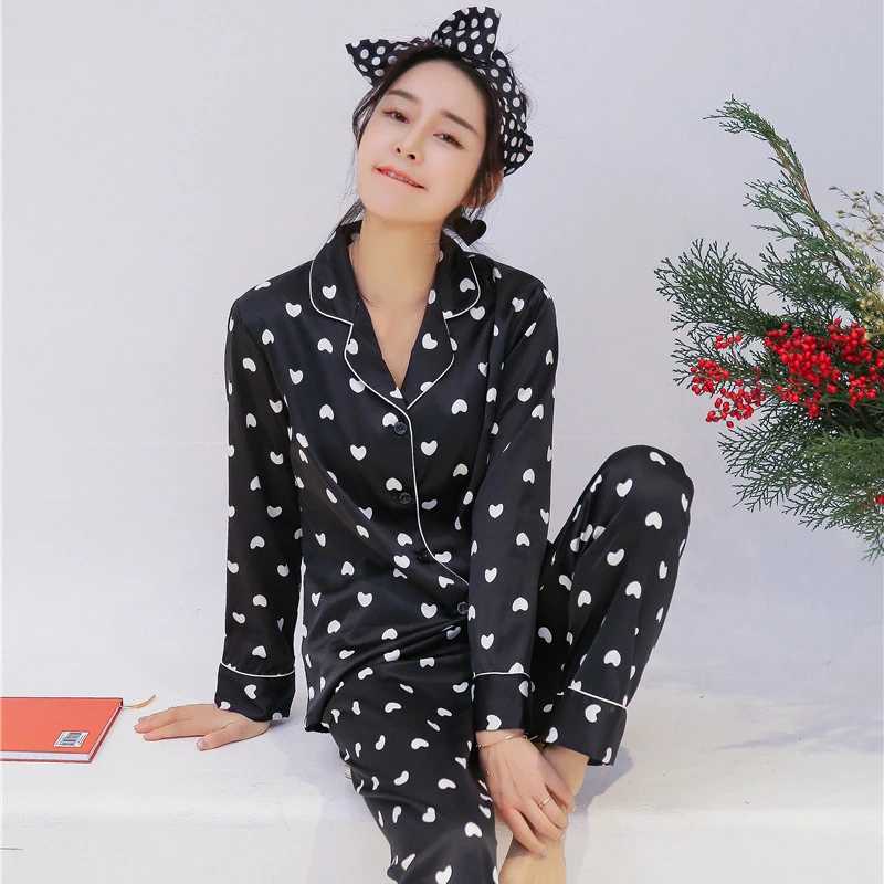 Women Long Sleeve Nightwear 2PCS Shirt&Pant Loose Faux Silk Home Clothes Pajamas Set Spring Bathrobe Intimate Lingerie Sleepwear
Women Long Sleeve Nightwear 2PCS Shirt&Pant Loose Faux Silk Home Clothes Pajamas Set Spring Bathrobe Intimate Lingerie Sleepwear