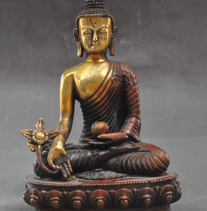 8"Tibet buddhism bronze gilt Sakyamuni Shakyamuni HEALING Medicine Buddha statue
8"Tibet buddhism bronze gilt Sakyamuni Shakyamuni HEALING Medicine Buddha statue