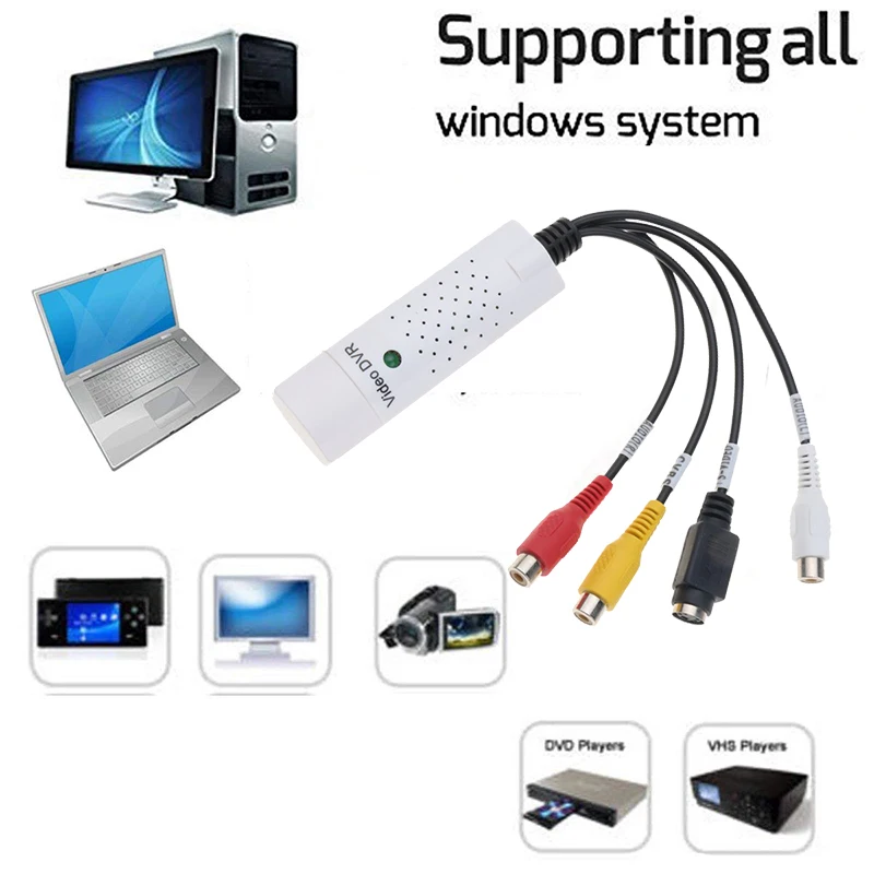 

USB 2.0 to RCA Cable Adapter Converter Audio Video Capture Card Adapter PC Cable DVR Card For Win7 TV DVD VHS Capture Device 630